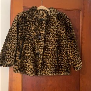 Via Spiga Faux Fur Cheetah Print Jacket xs